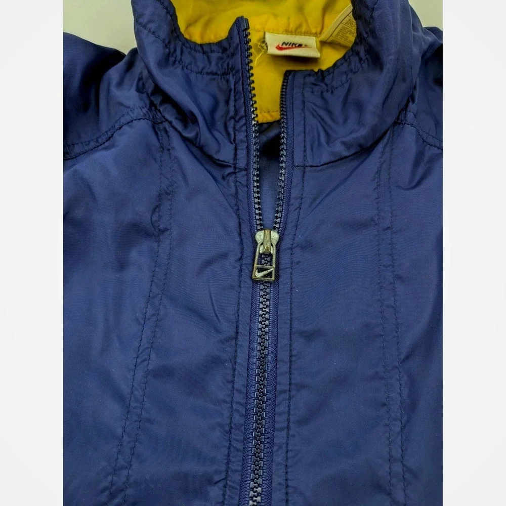 VTG 90s Nike Big‎ Swoosh Windbreaker Jacket Kids Large Blue Yellow Colorblock L